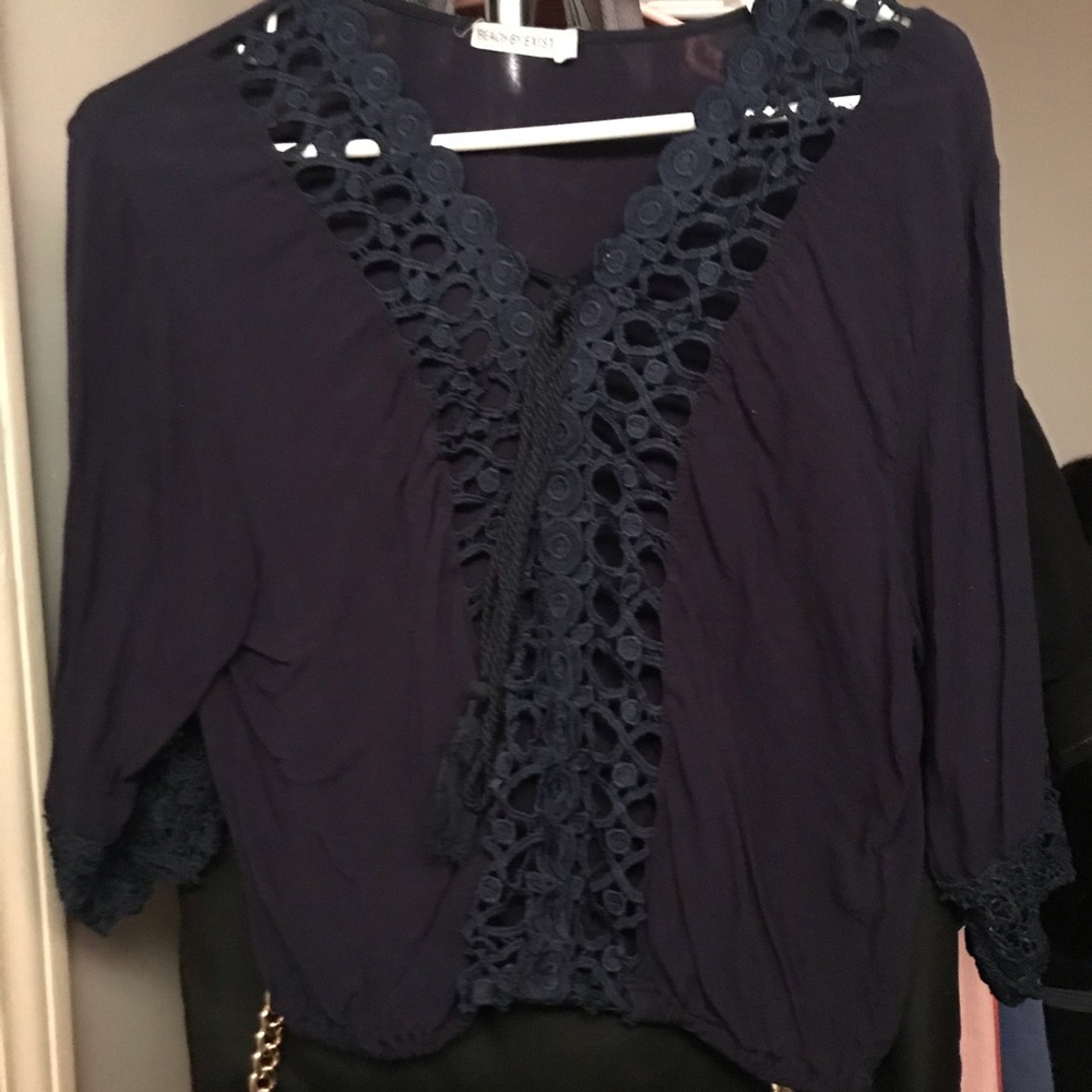 Dark blue with a design cuts